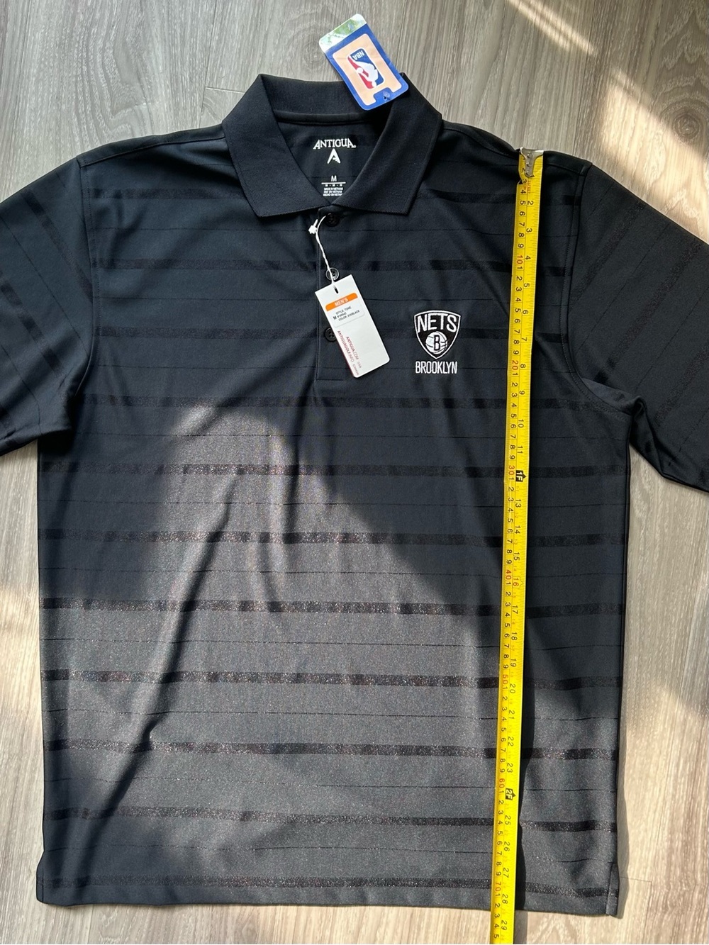 Authentic Brooklyn Nets Polo Golf Shirt in Black on Black (Medium) - Picture 5 of 12